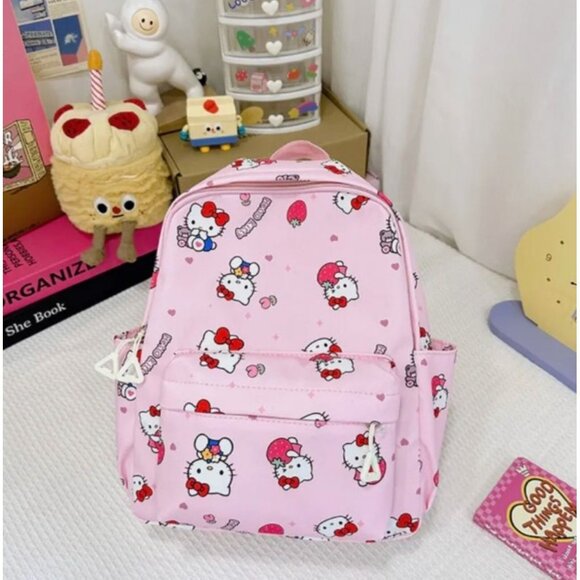 Hello Kitty Plush Backpack – Soft Cartoon School Knapsack 3D Hello Kitty Head - Picture 2 of 3
